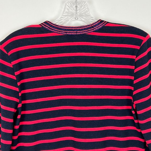 J Crew Womens Red Blue Stripe Cardigan Sweater Metallic Trim Button Up size XS - Picture 6 of 12